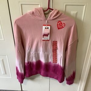 NWT Wildfox Olivia tie dye pink ombré oversized hooded sweatshirt. Size: XS